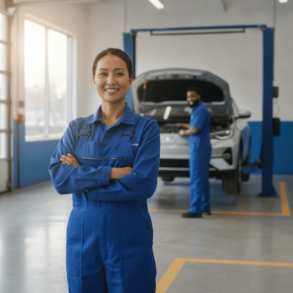 Auto Repair service van on the road