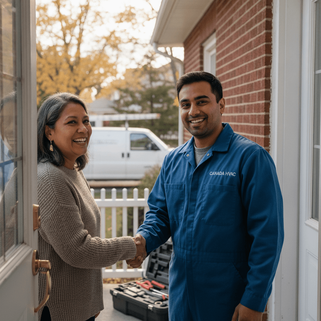 A homeowner shaking hands with a trusted local pro