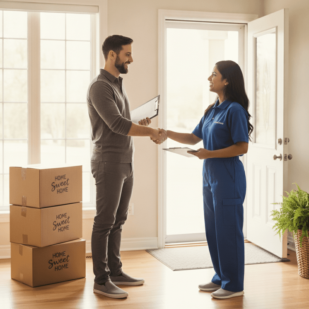 A homeowner shaking hands with a trusted local pro